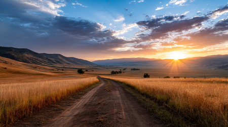 A beautiful, sun-drenched spring summer meadow. Natural colorful panoramic landscape with many wild flowers of daisies against blue sky. A frame with soft selective focusの素材