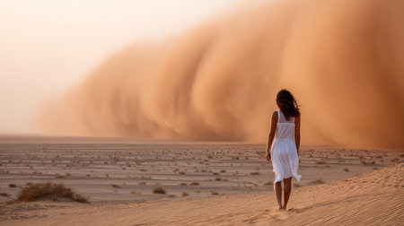 Climate change in Africa is causing a terrible sandstorm, carrying mud and sand across the savannah, disrupting normal lifeの素材