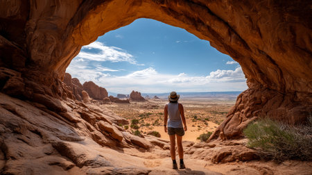 A beautiful desert backdrop. A gorgeous scene straight out of an Arabian fairy tale, where sand, heat, and silence reignの素材