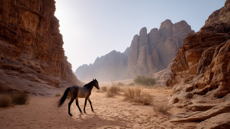 A beautiful desert backdrop. A gorgeous scene straight out of an Arabian fairy tale, where sand, heat, and silence reignの素材