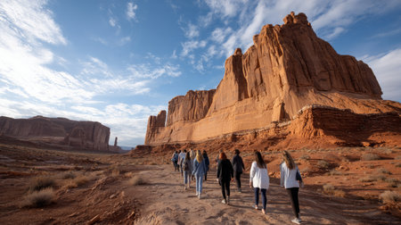 A beautiful desert backdrop. A gorgeous scene straight out of an Arabian fairy tale, where sand, heat, and silence reignの素材