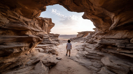 A beautiful desert backdrop. A gorgeous scene straight out of an Arabian fairy tale, where sand, heat, and silence reignの素材