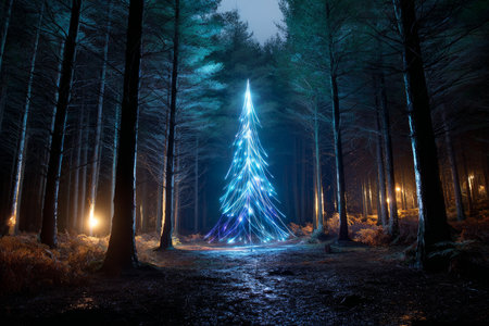 A chic, creative, and beautiful Christmas or New Year tree for the interior of a stylish home or office, in a minimalist styleの素材