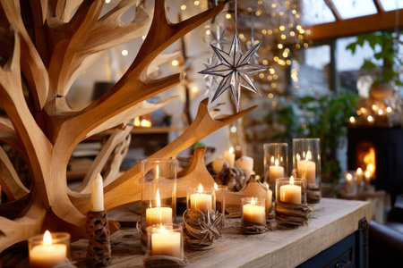 A chic, creative, and beautiful Christmas or New Year tree for the interior of a stylish home or office, in a minimalist styleの素材