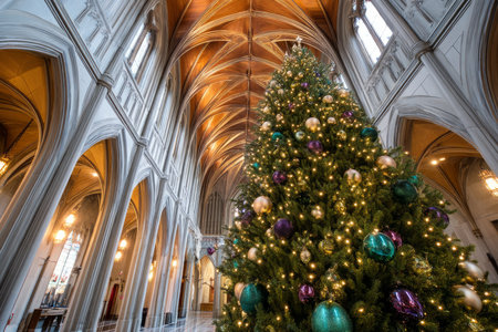 A chic, creative, and beautiful Christmas or New Year tree for the interior of a stylish home or office, in a minimalist styleの素材