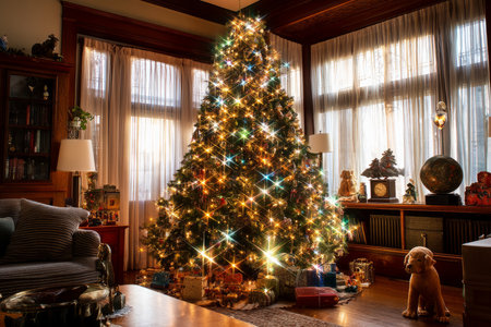 A chic, creative, and beautiful Christmas or New Year tree for the interior of a stylish home or office, in a minimalist styleの素材