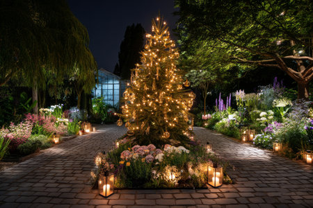 A chic, creative, and beautiful Christmas or New Year tree for the interior of a stylish home or office, in a minimalist styleの素材