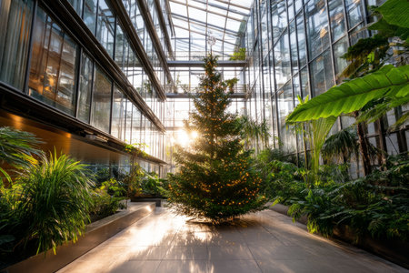 A chic, creative, and beautiful Christmas or New Year tree for the interior of a stylish home or office, in a minimalist styleの素材