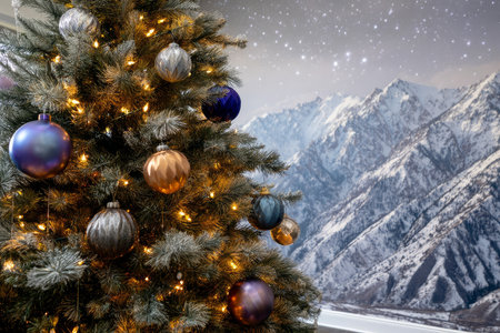 A chic, creative, and beautiful Christmas or New Year tree for the interior of a stylish home or office, in a minimalist styleの素材