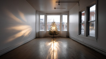 Loneliness during christmas holidays with copy space, holiday contrast, aging, and emotional storytelling.の素材