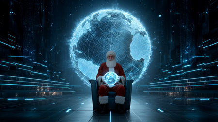Merry Christmas and Happy New Year! A creative and unique Santa Claus imageの素材
