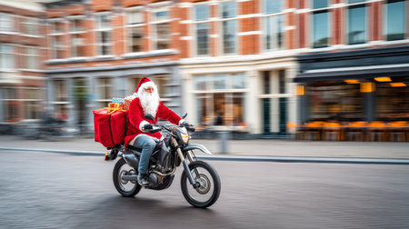 Merry Christmas and Happy New Year! A creative and unique Santa Claus imageの素材