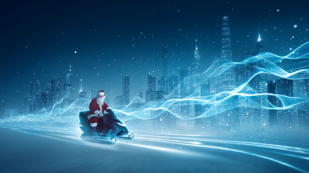 Merry Christmas and Happy New Year! A creative and unique Santa Claus imageの素材