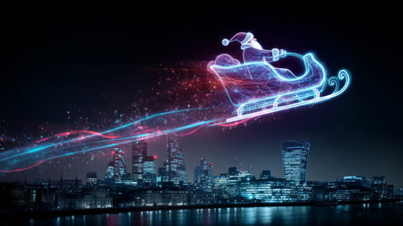 Merry Christmas and Happy New Year! A creative and unique Santa Claus imageの素材