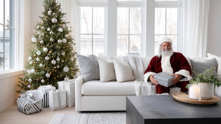 Merry Christmas and Happy New Year! A creative and unique Santa Claus imageの素材