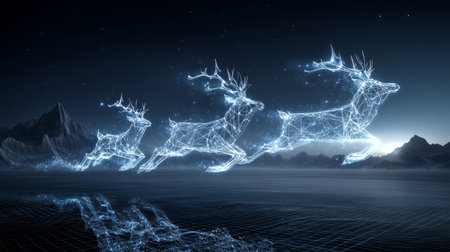 Merry Christmas and Happy New Year! A creative and unique Santa Claus imageの素材