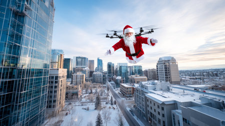 Merry Christmas and Happy New Year! A creative and unique Santa Claus imageの素材