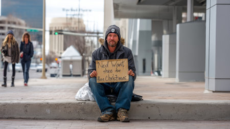 As a result of winter's cold, harshness, and warmth, holidays merge into one moment. The concept of loneliness and social support.の素材