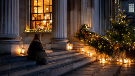 As a result of winter's cold, harshness, and warmth, holidays merge into one moment. The concept of loneliness and social support.の素材