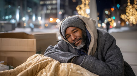 As a result of winter's cold, harshness, and warmth, holidays merge into one moment. The concept of loneliness and social support.の素材