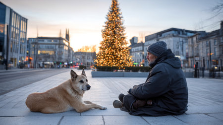 As a result of winter's cold, harshness, and warmth, holidays merge into one moment. The concept of loneliness and social support.の素材