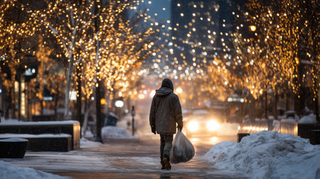 As a result of winter's cold, harshness, and warmth, holidays merge into one moment. The concept of loneliness and social support.の素材