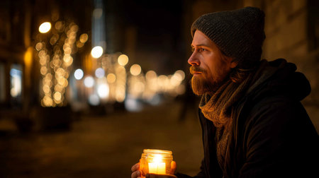 As a result of winter's cold, harshness, and warmth, holidays merge into one moment. The concept of loneliness and social support.の素材