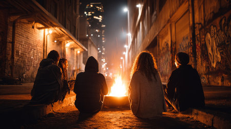 As a result of winter's cold, harshness, and warmth, holidays merge into one moment. The concept of loneliness and social support.の素材