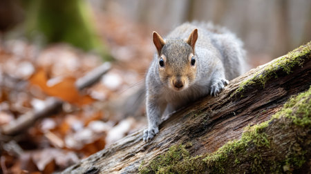 A cute groundhog on a festive spring day. Groundhog Day. A groundhog with fluffy fur. Landscape viewの素材