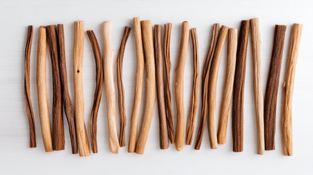 Modern minimalist background with licorice sticks aligned neatly.の素材