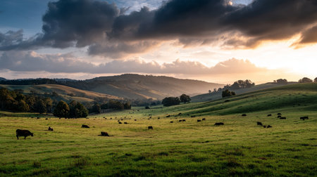 A beautiful, sun-drenched spring summer meadow. Natural colorful panoramic landscape with many wild flowers of daisies against blue sky. A frame with soft selective focusの素材