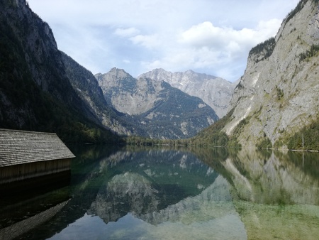 Upper lake in the bavarian alpsの写真素材