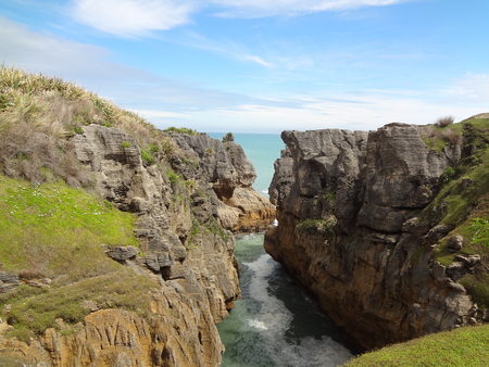 pancake rocks in new zealandの写真素材