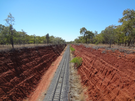 rail tracks in australian outbackの写真素材