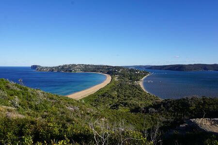 Two beaches from Barrenjoey Headlandの写真素材