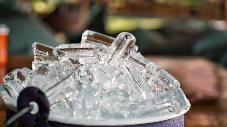 Closeup Ice cube in bucket