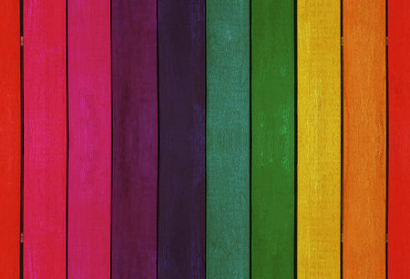 Colorful wooden plank wall seamless pattern.の写真素材