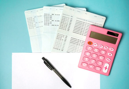 Top view Personal fanancial planing concept, Saving books with stationery.