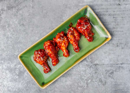 top view Korean spicy fried chicken.の写真素材