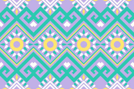 Colorful geometric ethnic seamless pattern design for wallpaper, background, fabric, curtain, carpet, clothing, and wrapping vector illustration.のイラスト素材