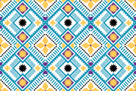 Colorful geometric ethnic seamless pattern design for wallpaper, background, fabric, curtain,...