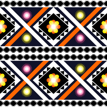 Colo rful geometric ethnic seamless pattern design for wallpaper, background, fabric, curtain,...