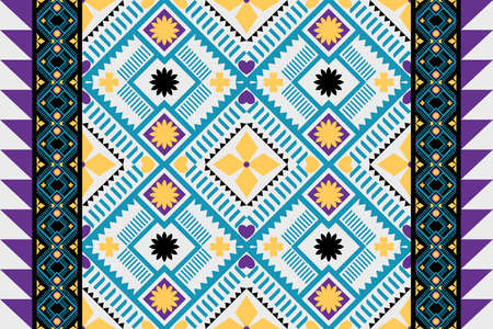 Colo rful geometric ethnic seamless pattern design for wallpaper, background, fabric, curtain, carpet, clothing, and wrapping vector illustration.のイラスト素材