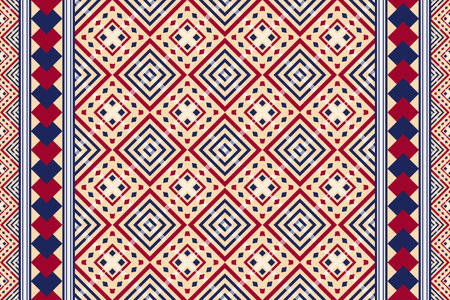 Geometric ethnic pattern traditional Design for background,carpet,wallpaper,clothing,wrapping,Batik,fabric,vector illustration embroidery style.のイラスト素材