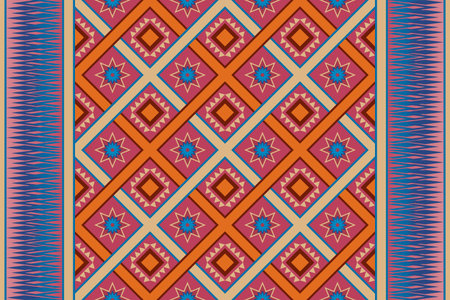 Geometric ethnic pattern traditional Design for background,carpet,wallpaper,clothing,wrapping,Batik,fabric,vector illustration embroidery style.のイラスト素材