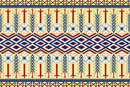 Geometric ethnic pattern traditional Design for background,carpet,wallpaper,clothing,wrapping,Batik,fabric,Vector illustration embroidery style.のイラスト素材