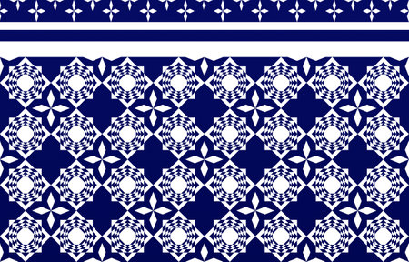 Seamless pattern with geometric ornament. Blue and white colors.のイラスト素材