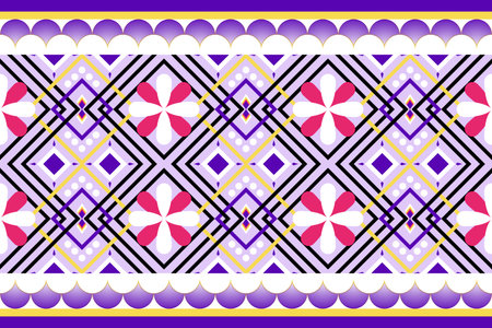 Geometric ethnic pattern traditional Design for background,carpet,wallpaper,clothing,wrapping,Batik,fabric,Vector illustration embroidery style.のイラスト素材