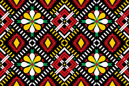 Tribal vector ornament. Seamless African pattern. Ethnic carpet with chevrons. Aztec style. Geometric mosaic tile, majolica. Ancient interior. Modern rug. Geo print on textile.のイラスト素材