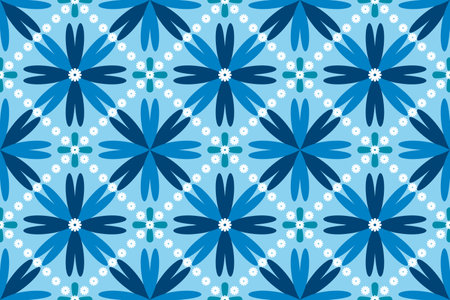 Seamless pattern with flowers on a blue background. Vector illustration.のイラスト素材